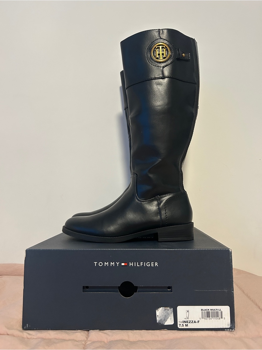 Tommy Hilfiger Twinezza-F Black Leather Knee High Riding Boots